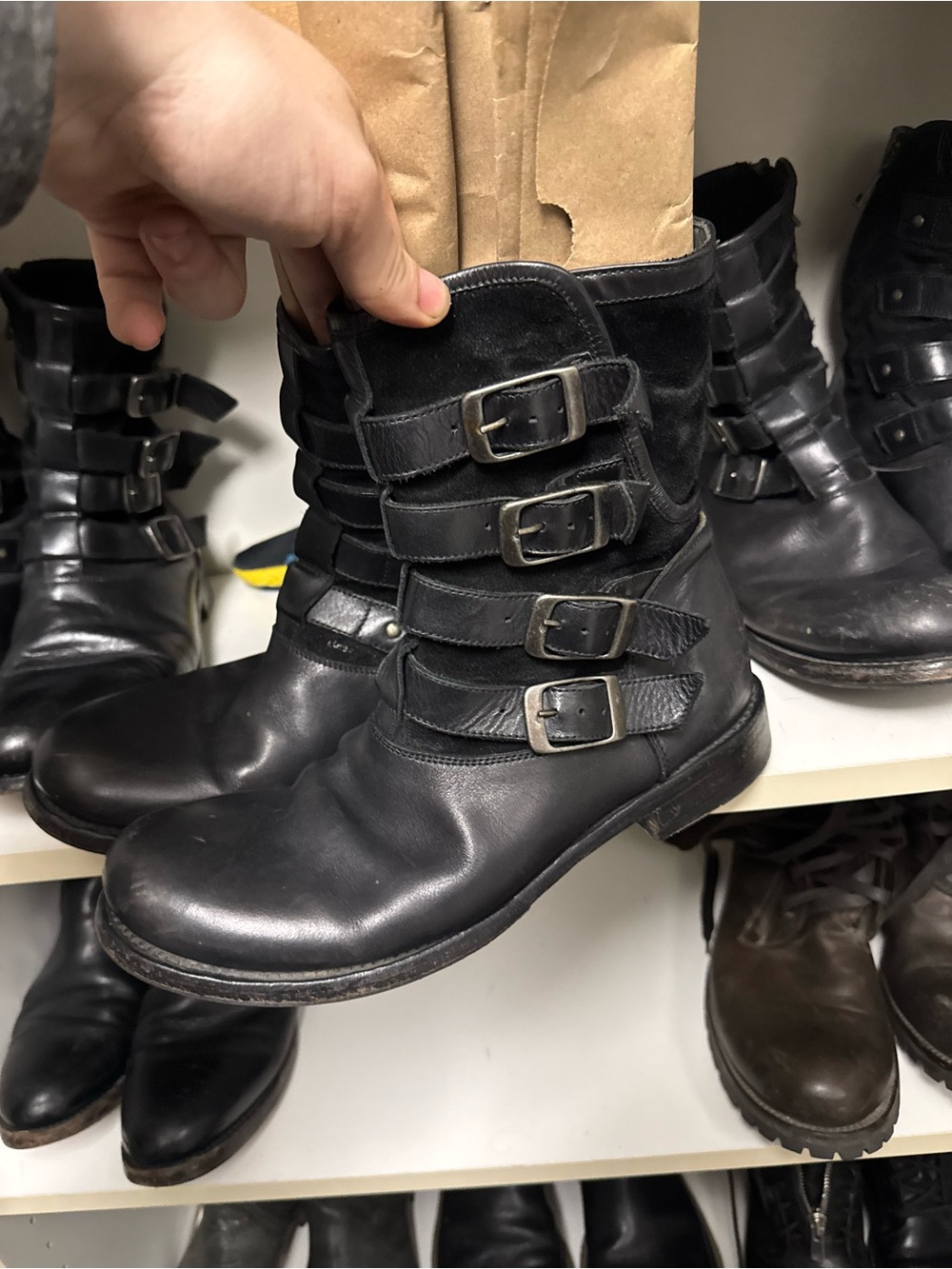*GRAIL* $1498 John Varvatos Engineer Four Buckle Boots (sz. 8)